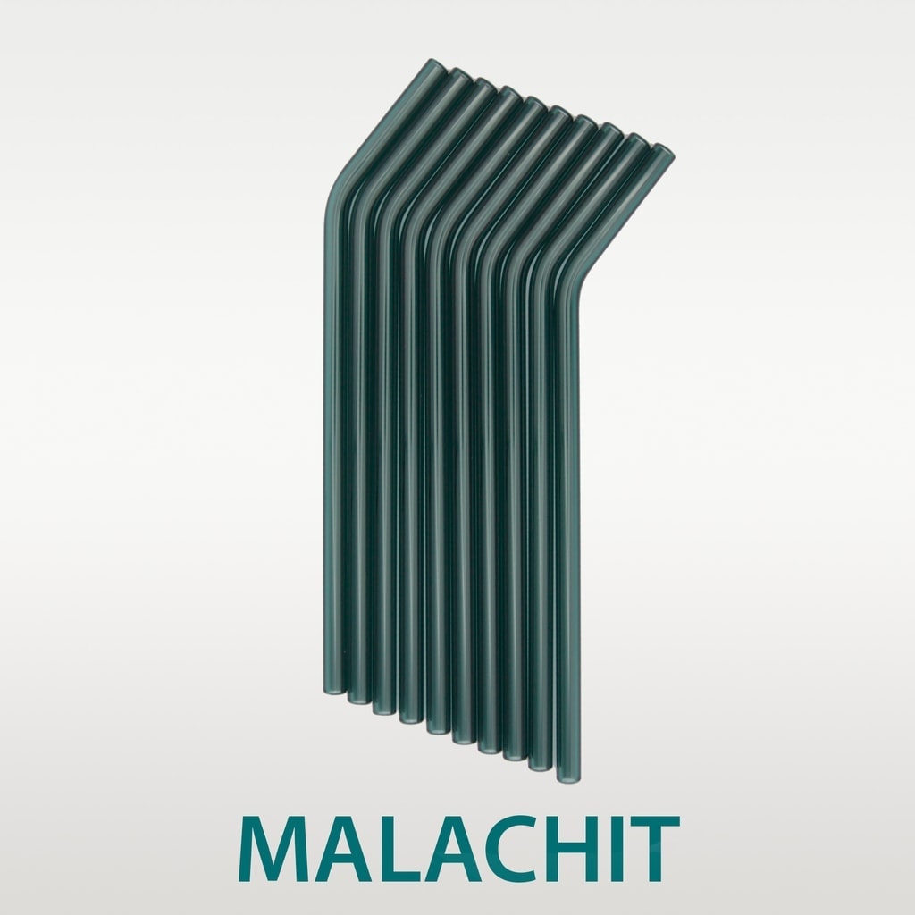 Malachit Röhrli Trinkhalme gebogen