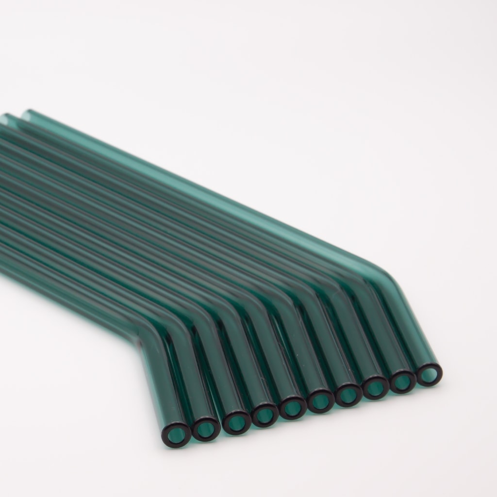 Röhrli 10 mal Gebogener Trinkhalm Grün 2